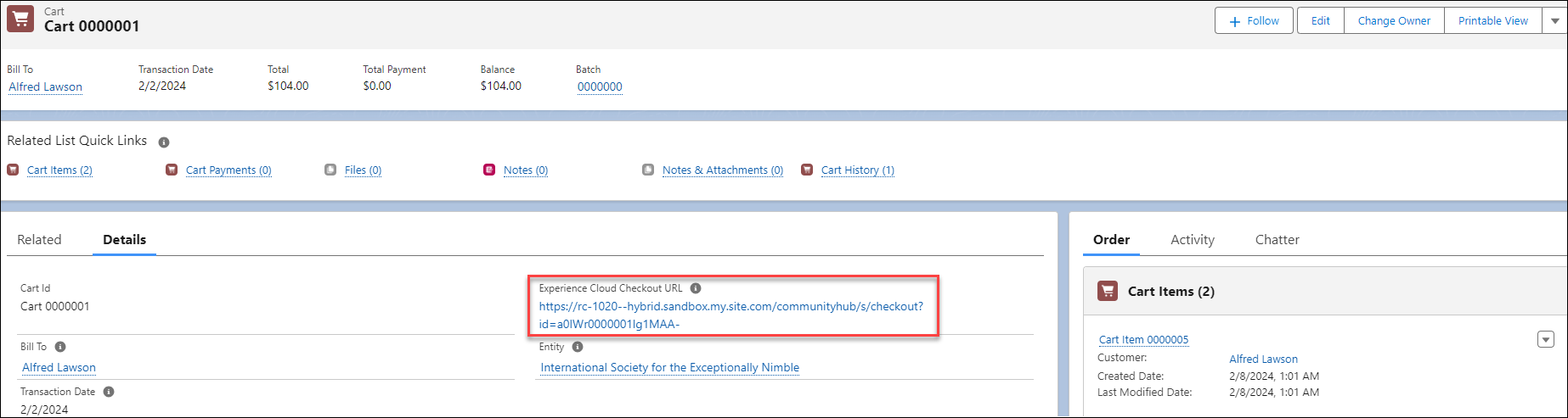 Express Pay checkout URL on Cart Record page.png