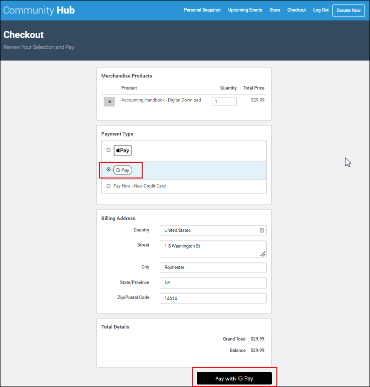G Pay icon on Experience Cloud Checkout page..png
